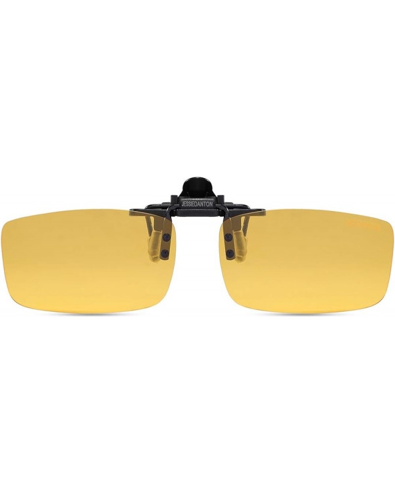 Polarized Clip-on Flip Up Metal Clip Rimless Sunglasses for Prescription Glasses Yellow(night) 56*33mm $9.89 Rimless