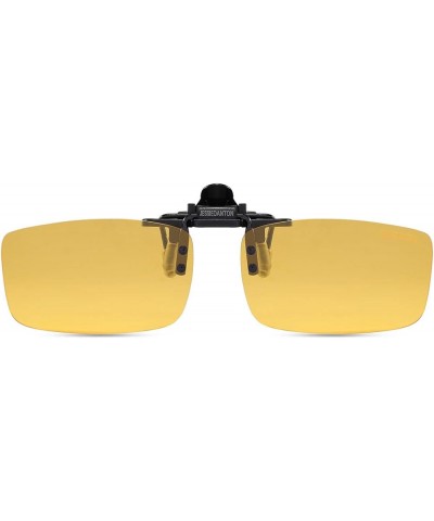 Polarized Clip-on Flip Up Metal Clip Rimless Sunglasses for Prescription Glasses Yellow(night) 56*33mm $9.89 Rimless