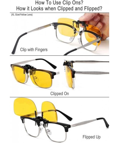 Polarized Clip-on Flip Up Metal Clip Rimless Sunglasses for Prescription Glasses Yellow(night) 56*33mm $9.89 Rimless