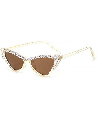 Women Rhinestone Sunglasses, Diamond Cat Eye Sunglasses Crystal Frame Costume Party Glasses Brown $9.14 Cat Eye