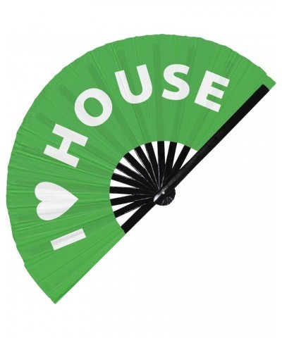 I Love House Hand Fan Foldable Bamboo Circuit Rave Hand Fans Heart Music Genre Rave Parties Gifts Festival Accessories (White...