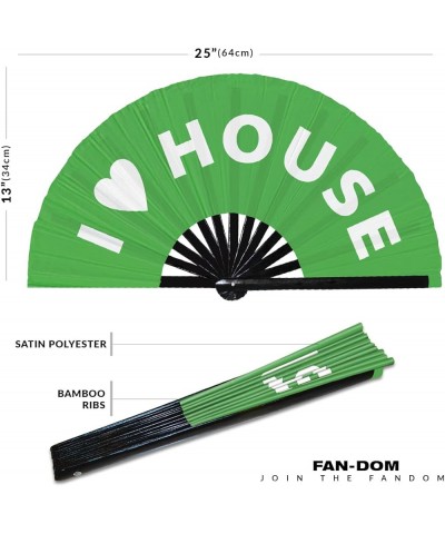 I Love House Hand Fan Foldable Bamboo Circuit Rave Hand Fans Heart Music Genre Rave Parties Gifts Festival Accessories (White...