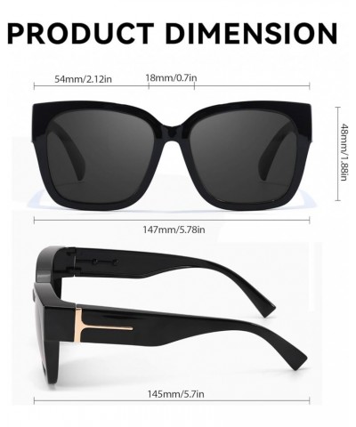 Fit Over Sunglasses for Women, Trendy Oversized Polarized Wear Over Glasses, Sun Glasses with UV Protection A1 Black Frame, G...