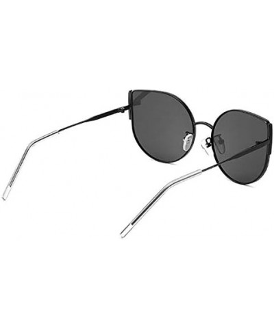 Trendy Color Lens Sunglasses Street Fashion Cat Eye Sunglasses Metal Frame Sun Protection Eyewear for Men Women Black Gray Le...