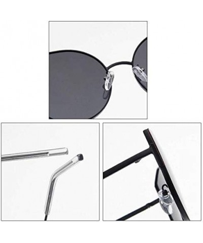 Trendy Color Lens Sunglasses Street Fashion Cat Eye Sunglasses Metal Frame Sun Protection Eyewear for Men Women Black Gray Le...