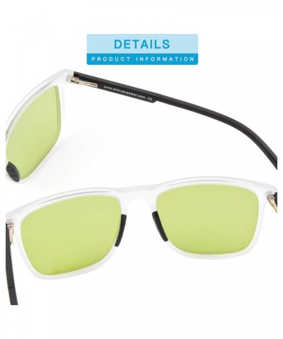 TR90 Lightweight Full Frame Sunglasses and Fishing Driving Eyewears for Men/Women-SH2001 Transparent Frame green lens $8.24 D...