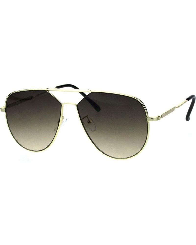 Retro Mobster Flat Top Metal Racer Sunglasses Gold Brown Smoke $9.48 Designer