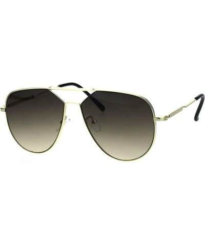 Retro Mobster Flat Top Metal Racer Sunglasses Gold Brown Smoke $9.48 Designer