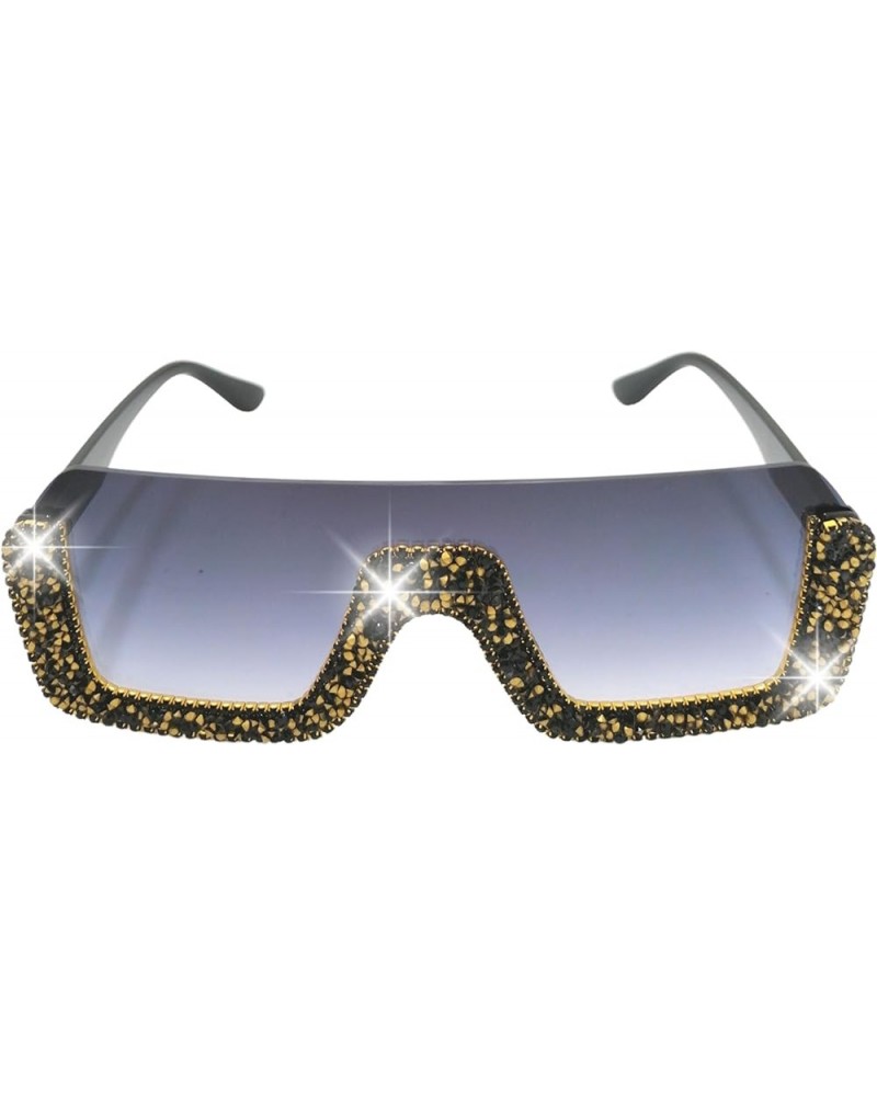 Sunglasses Womens Trendy Bling Glitter Rhinestones Crystal Sparkling Oversize Square Hot Fashion Big Flat Black $10.59 Square