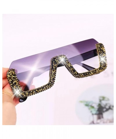 Sunglasses Womens Trendy Bling Glitter Rhinestones Crystal Sparkling Oversize Square Hot Fashion Big Flat Black $10.59 Square