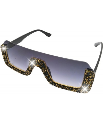 Sunglasses Womens Trendy Bling Glitter Rhinestones Crystal Sparkling Oversize Square Hot Fashion Big Flat Black $10.59 Square