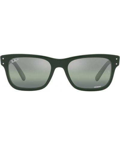 Men's RB2283F Mr. Burbank Low Bridge Fit Rectangular Sunglasses, Green/Dark Green Gradient Mirrored Polarized, 55 mm $82.52 R...