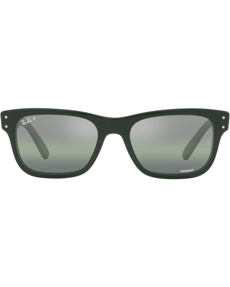 Men's RB2283F Mr. Burbank Low Bridge Fit Rectangular Sunglasses, Green/Dark Green Gradient Mirrored Polarized, 55 mm $82.52 R...