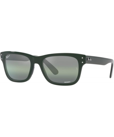 Men's RB2283F Mr. Burbank Low Bridge Fit Rectangular Sunglasses, Green/Dark Green Gradient Mirrored Polarized, 55 mm $82.52 R...