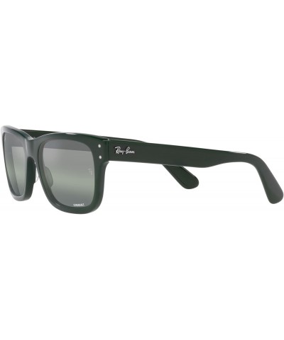 Men's RB2283F Mr. Burbank Low Bridge Fit Rectangular Sunglasses, Green/Dark Green Gradient Mirrored Polarized, 55 mm $82.52 R...