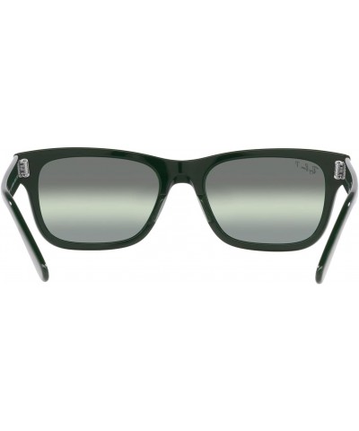 Men's RB2283F Mr. Burbank Low Bridge Fit Rectangular Sunglasses, Green/Dark Green Gradient Mirrored Polarized, 55 mm $82.52 R...