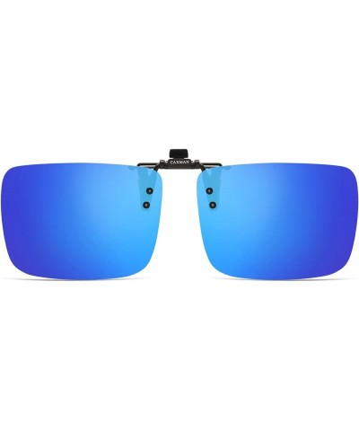 Polarized Clip On Sunglasses Over Prescription Glasses for Men Women UV Protection Blue Mirrored Lens - Rectangle 59*42mm $9....