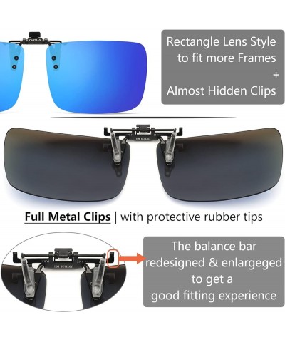 Polarized Clip On Sunglasses Over Prescription Glasses for Men Women UV Protection Blue Mirrored Lens - Rectangle 59*42mm $9....