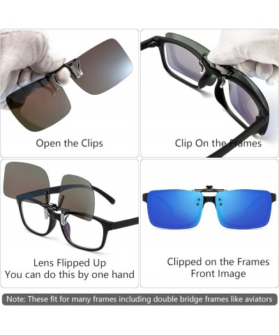 Polarized Clip On Sunglasses Over Prescription Glasses for Men Women UV Protection Blue Mirrored Lens - Rectangle 59*42mm $9....