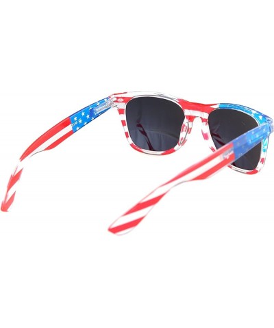 American America USA Flag Sunglasses Patriotic Clear Frame Classic 80s Multicolor $8.67 Wayfarer