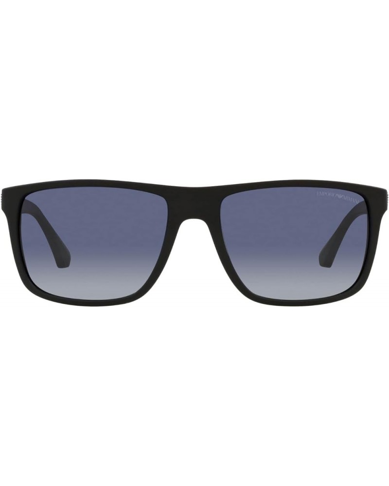 Men's Ea4033 Square Sunglasses Black/Rubber Blue/Gradient Blue $42.96 Square