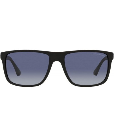 Men's Ea4033 Square Sunglasses Black/Rubber Blue/Gradient Blue $42.96 Square