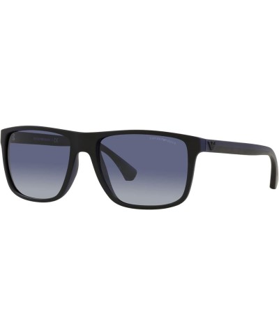 Men's Ea4033 Square Sunglasses Black/Rubber Blue/Gradient Blue $42.96 Square