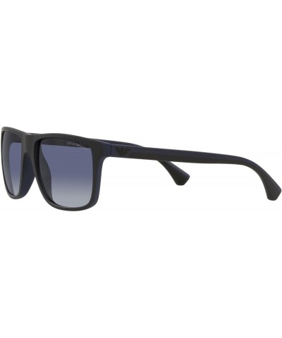 Men's Ea4033 Square Sunglasses Black/Rubber Blue/Gradient Blue $42.96 Square