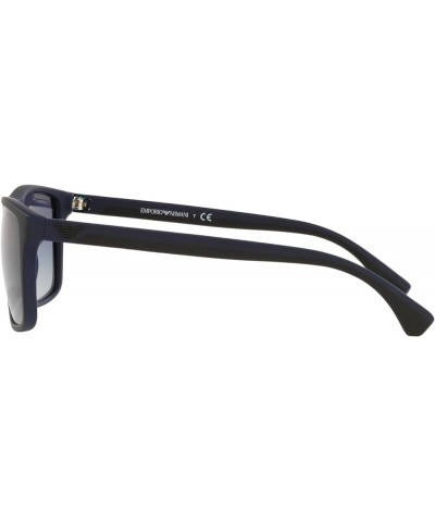 Men's Ea4033 Square Sunglasses Black/Rubber Blue/Gradient Blue $42.96 Square