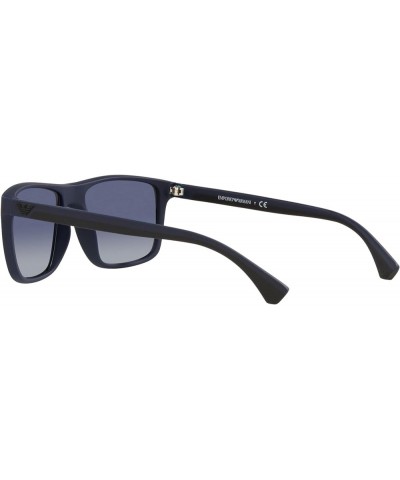 Men's Ea4033 Square Sunglasses Black/Rubber Blue/Gradient Blue $42.96 Square