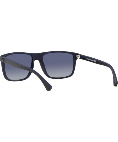 Men's Ea4033 Square Sunglasses Black/Rubber Blue/Gradient Blue $42.96 Square