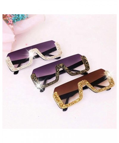 Sunglasses Womens Trendy Bling Glitter Rhinestones Crystal Sparkling Oversize Square Hot Fashion Big Flat Black $10.59 Square