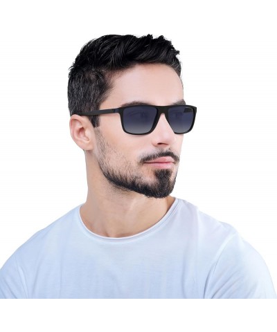 Men's Ea4033 Square Sunglasses Black/Rubber Blue/Gradient Blue $42.96 Square