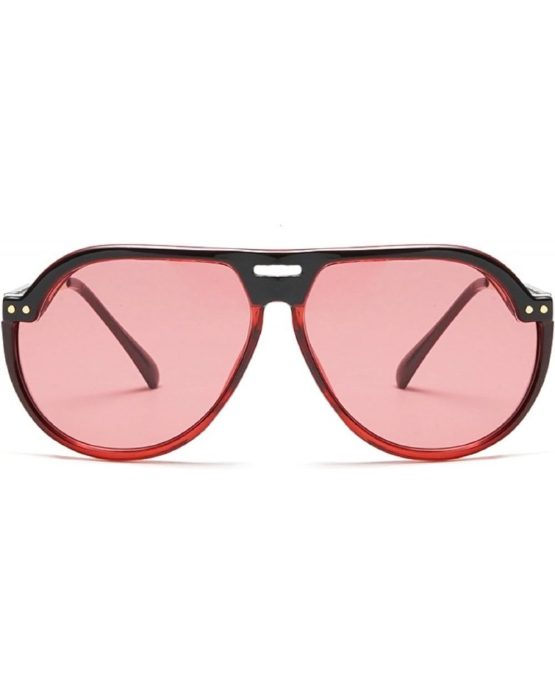 Retro Trendy Pilot Sunglasses for Women Men Large Frame Side Shield Sun Glasses Ladies Shades Red $10.00 Pilot