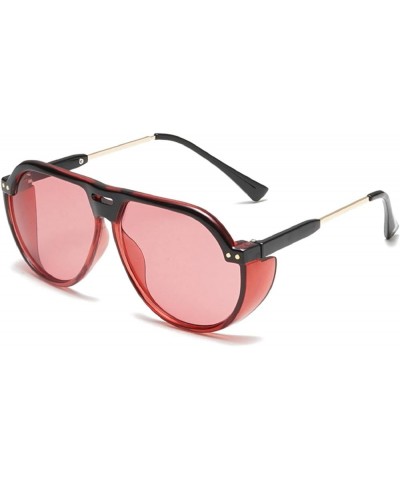 Retro Trendy Pilot Sunglasses for Women Men Large Frame Side Shield Sun Glasses Ladies Shades Red $10.00 Pilot