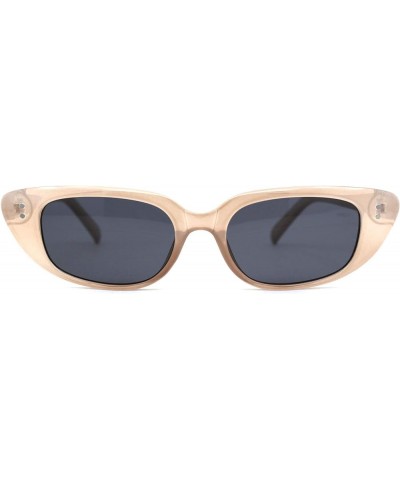 Narrow Gothic Cat Eye Retro Plastic Womens Sunglasses Beige Black $8.22 Cat Eye