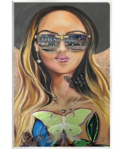 Trendy Woman Luna Moth City Reflection Sunglasses Wood Wall Art, Design By Stacy Gresell Wall Plaque 13 x 19 $15.04 Rectangular