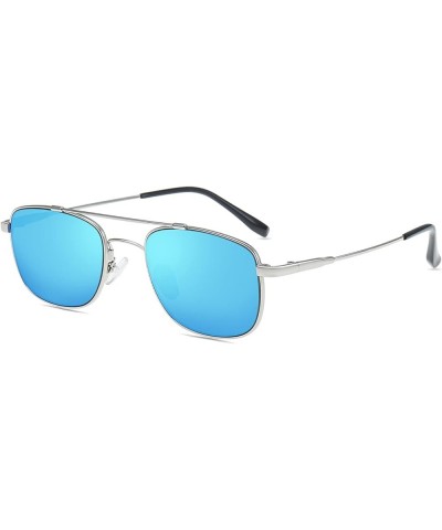 Retro Double Bridge Full Rim Polarized Ice Blue Mirrored Driving Sunglasses Reading Glasses for Men Women-Ice Blue||+3.25 Str...