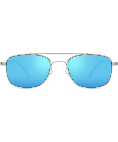 Retro Double Bridge Full Rim Polarized Ice Blue Mirrored Driving Sunglasses Reading Glasses for Men Women-Ice Blue||+3.25 Str...