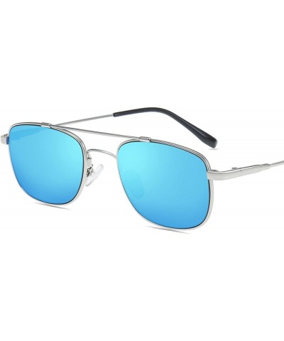 Retro Double Bridge Full Rim Polarized Ice Blue Mirrored Driving Sunglasses Reading Glasses for Men Women-Ice Blue||+3.25 Str...