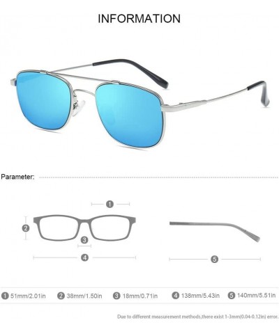 Retro Double Bridge Full Rim Polarized Ice Blue Mirrored Driving Sunglasses Reading Glasses for Men Women-Ice Blue||+3.25 Str...