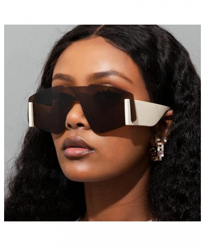 One Piece Rectangle Sunglasses Women Sexy Retro Oversized Mens Sun Glasses Vintage Siamese black Eyewear Female Brown $10.44 ...