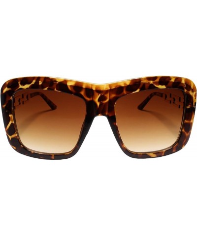 Gold Chain Link Temple Oversized Exaggerated Square Womens Sunglasses Tortoise $10.63 Oversized