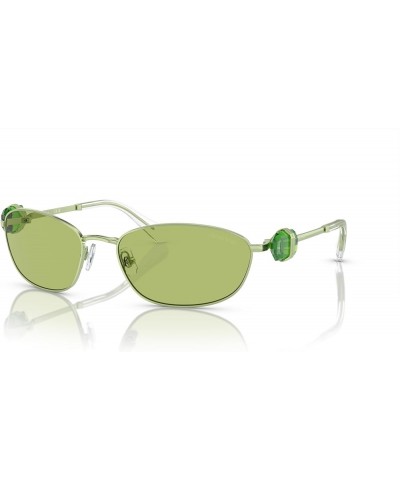 Women's Sk7010 Oval Sunglasses Green/Light Green Mirrored Silver $100.27 Oval