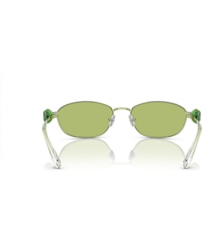 Women's Sk7010 Oval Sunglasses Green/Light Green Mirrored Silver $100.27 Oval