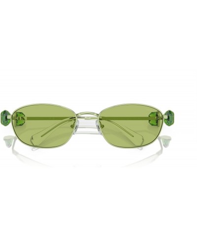 Women's Sk7010 Oval Sunglasses Green/Light Green Mirrored Silver $100.27 Oval