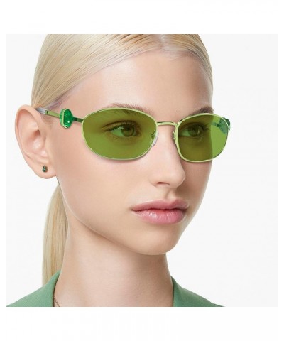 Women's Sk7010 Oval Sunglasses Green/Light Green Mirrored Silver $100.27 Oval