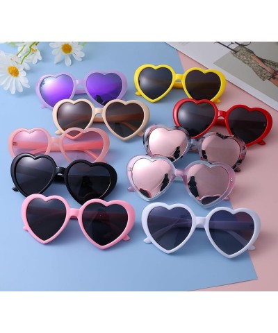 Heart Sunglasses for Women Polarized Lovely Style Shaped Red Fashion Retro Glasses A4 Purple/Purple Mirror $8.99 Heart