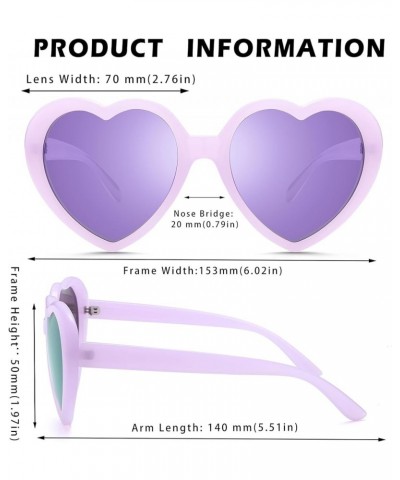 Heart Sunglasses for Women Polarized Lovely Style Shaped Red Fashion Retro Glasses A4 Purple/Purple Mirror $8.99 Heart