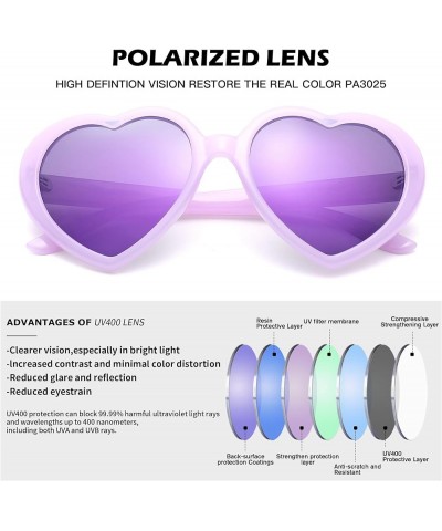 Heart Sunglasses for Women Polarized Lovely Style Shaped Red Fashion Retro Glasses A4 Purple/Purple Mirror $8.99 Heart